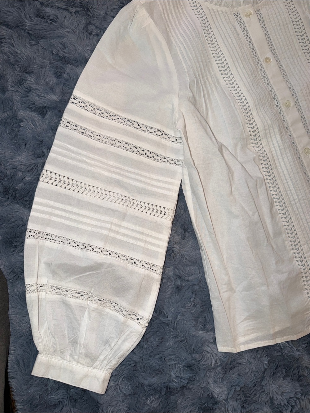 Madewell White Eyelet Button-Front Blouse - Picture 7 of 9